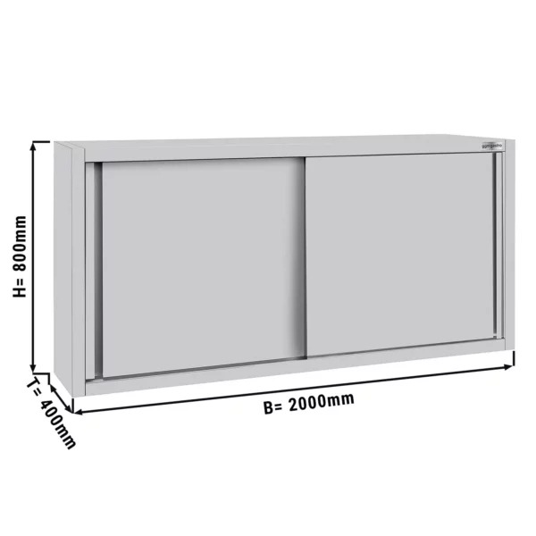 Nerezová nástěnná skříň ECO - 2000 mm - s posuvnými dveřmi 800 mm vysoká