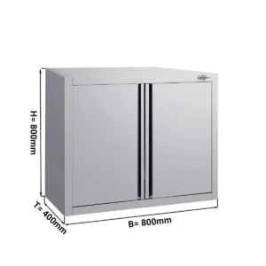 Nerezová nástěnná skříňka ECO - 800 mm - s křídlovými dveřmi 800 mm vysoká