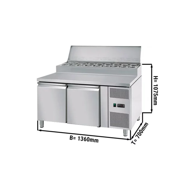 Přípravný stůl ECO - 1360mm - pro 7x GN 1/3 - 2 dveře