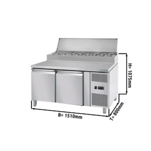 Přípravný stůl ECO - 1360mm - pro 8x GN 1/3 - 2 dveře