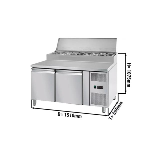 Přípravný stůl ECO - 1360mm - pro 8x GN 1/3 - 2 dveře