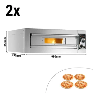 (2 kusy) Elektrická kamna na pizzu - 4+4x 33 cm - manuální