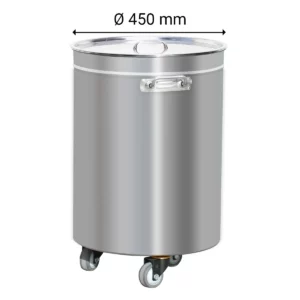Odpadkový koš se zdvihacím víkem, kolečky a madly - 100L - nerezavějící ocel