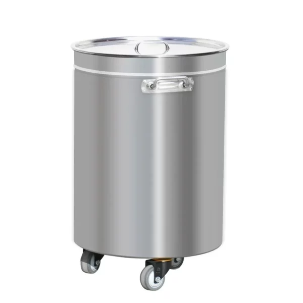 Odpadkový koš se zdvihacím víkem, kolečky a madly - 50L - nerezavějící ocel - Image 2