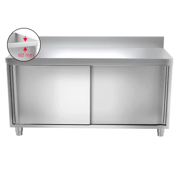 Nerezová pracovní skříň PREMIUM - 2000x800mm - s posuvnými dveřmi a podstavcem - Image 7