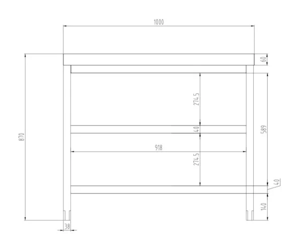 Nerezový pracovní stůl PREMIUM - 1000x600mm - se základní policí a mezipoličkou - Image 7
