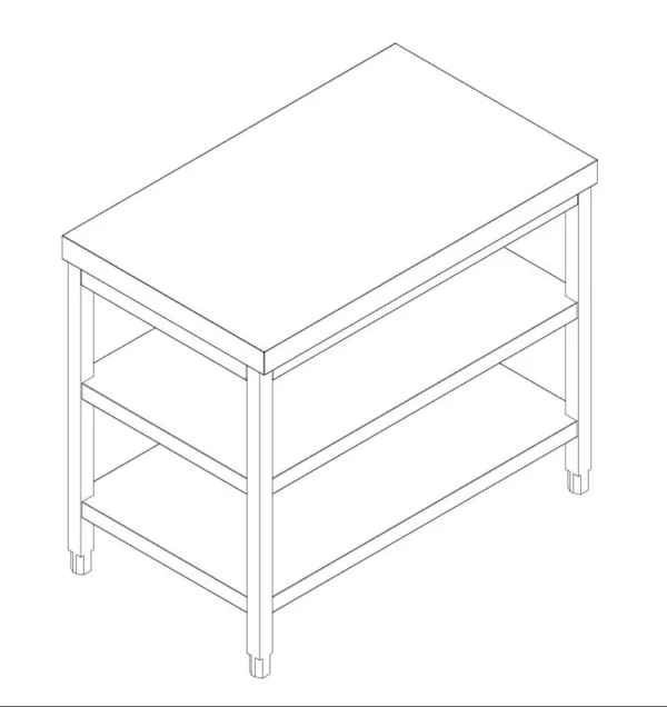 Nerezový pracovní stůl PREMIUM - 1500x700mm - se základní policí a mezipoličkou - Image 5
