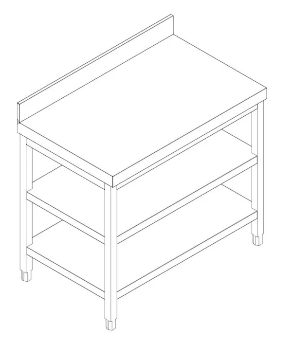 Nerezový pracovní stůl PREMIUM - 1000x600mm - se základní policí, podstavcem a mezipoličkou - Image 7