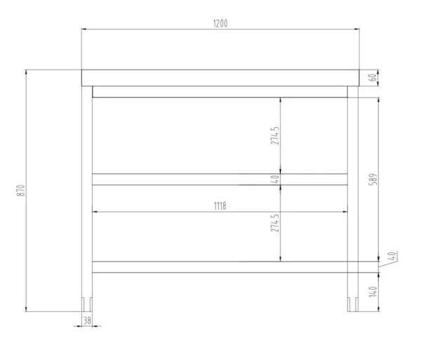 Nerezový pracovní stůl PREMIUM - 1200x600mm - se základní policí a mezipoličkou - Image 8