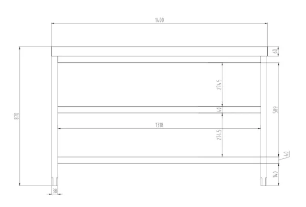 Nerezový pracovní stůl PREMIUM - 1400x600mm - se základní policí a mezipoličkou - Image 8