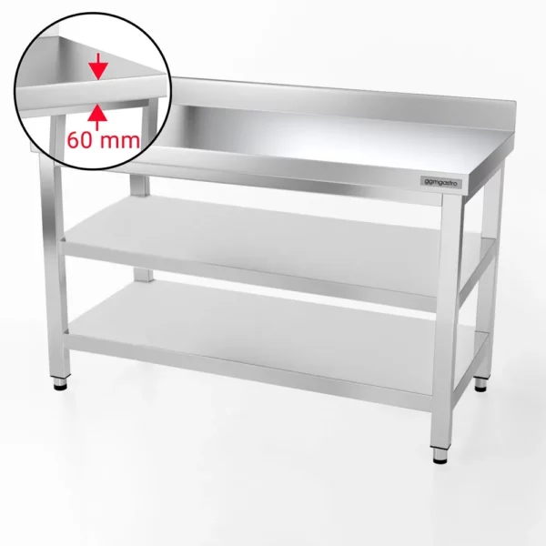 Nerezový pracovní stůl PREMIUM - 1500x700mm - se základní policí, podstavcem a mezipoličkou - Image 5