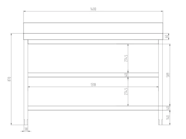 Nerezový pracovní stůl PREMIUM - 1400x600mm - se základní policí, podstavcem a mezipoličkou - Image 5