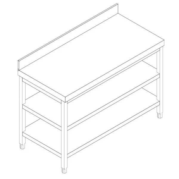 Nerezový pracovní stůl PREMIUM - 1500x600mm - se základní policí, podstavcem a mezipoličkou - Image 4