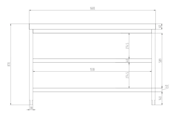 Nerezový pracovní stůl PREMIUM - 1600x600mm - se základní policí a mezipoličkou - Image 7