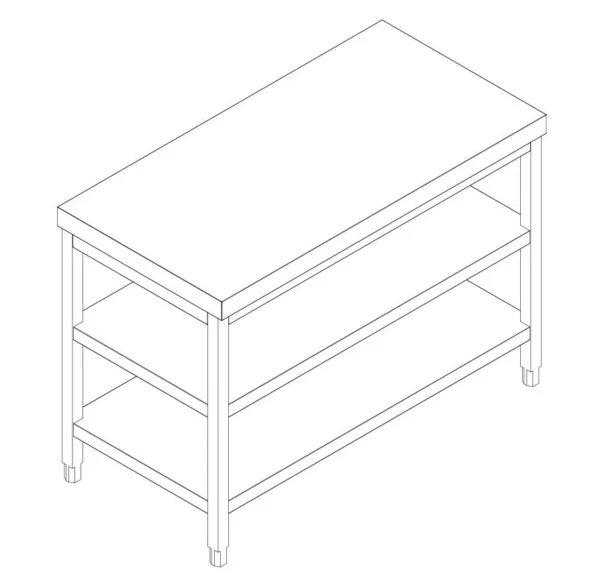 Nerezový pracovní stůl PREMIUM - 2000x600mm - se základní policí a mezipoličkou - Image 5