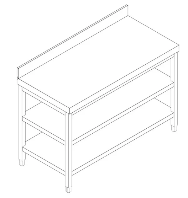 Nerezový pracovní stůl PREMIUM - 1800x600mm - se základní policí, podstavcem a mezipoličkou - Image 5