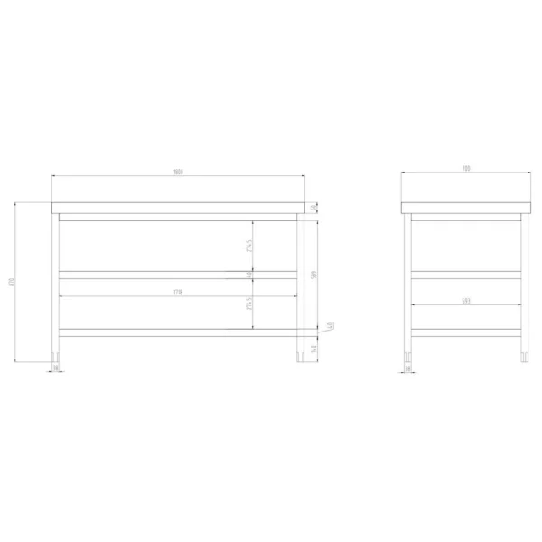 Nerezový pracovní stůl PREMIUM - 1800x700mm - se základní policí a mezipoličkou - Image 7