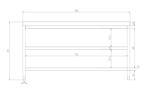 Nerezový pracovní stůl PREMIUM - 1800x600mm - se základní policí a mezipoličkou - Image 8