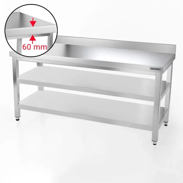 Nerezový pracovní stůl PREMIUM - 1800x700mm - se základní policí, podstavcem a mezipoličkou - Image 6