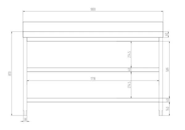 Nerezový pracovní stůl PREMIUM - 1800x600mm - se základní policí, podstavcem a mezipoličkou - Image 7