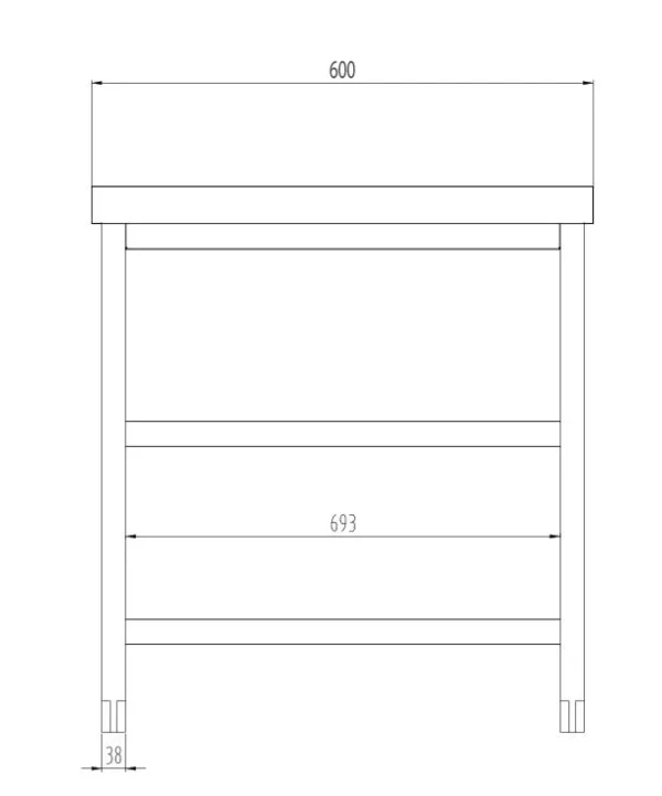 Nerezový pracovní stůl PREMIUM - 2000x600mm - se základní policí a mezipoličkou - Image 7