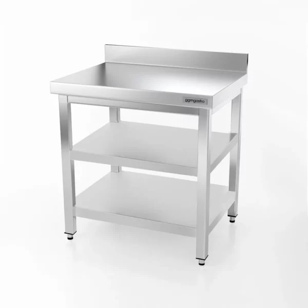 Nerezový pracovní stůl PREMIUM - 600x700mm - se základní policí, podstavcem a mezipoličkou - Image 3