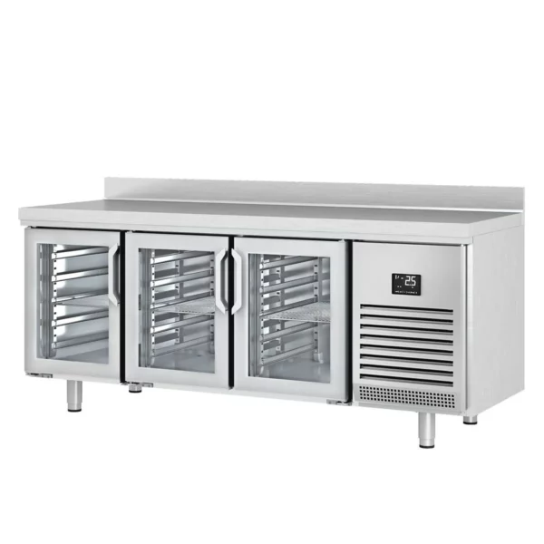 Chladící stůl PREMIUM PLUS - 1960 x 600 mm - se 3 skleněnými dveřmi a zadní stěnou - Image 8