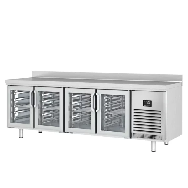 Chladící stůl PREMIUM PLUS - 2452 x 600 mm - se 4 skleněnými dveřmi a podstavcem - Image 8