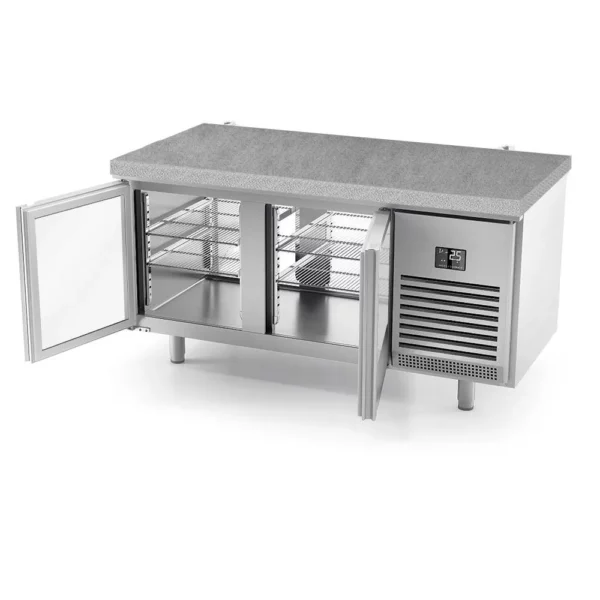 Pekařský chladící stůl Premium PLUS - 1618x800mm - se skleněnými dvířky na obou stranách a žulovou pracovní deskou - Image 8