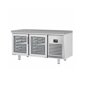 Pekařský chladící stůl PREMIUM PLUS - 1618x800mm - 2 skleněná dvířka a žulová pracovní deska