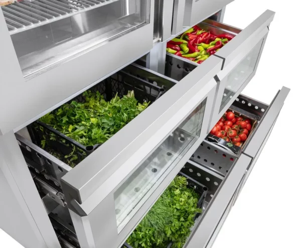 Chladnička PREMIUM - GN 2/1 - 1400 litrů - se 2 skleněnými polovičními dvířky a 4 skleněnými zásuvkami - Image 2