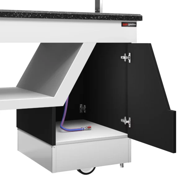 Bufetová vitrína topná - s Bain Marie & kolečky - 1600mm - pro 4x GN 1/1 - Image 9