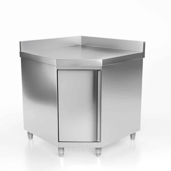 Nerezová rohová pracovní skříňka PREMIUM s křídlovými dveřmi bez podstavce 1150x800mm - Image 4