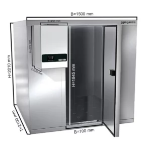 Chladící místnost z nerezavějící oceli - 1500 x 2100 mm - 4,8 m3 - chladící jednotka