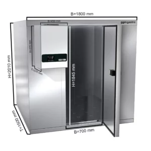 Chladící místnost z nerezavějící oceli - 1800 x 1500 mm - 4,06 m3- chladící jednotka