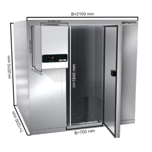 Chladící místnost z nerezavějící oceli - 1500 x 1500 mm - 3,5 m3 - chladící jednotka