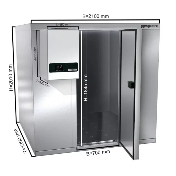 Chladící místnost z nerezavějící oceli - 1500 x 1500 mm - 3,5 m3 - chladící jednotka