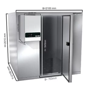 Chladící místnost z nerezavějící oceli - 2100 x 2100 mm - 6,9 m3 - chladící jednotka