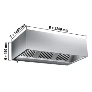 Skříňová digestoř 2,2 m - s filtrem a lampou
