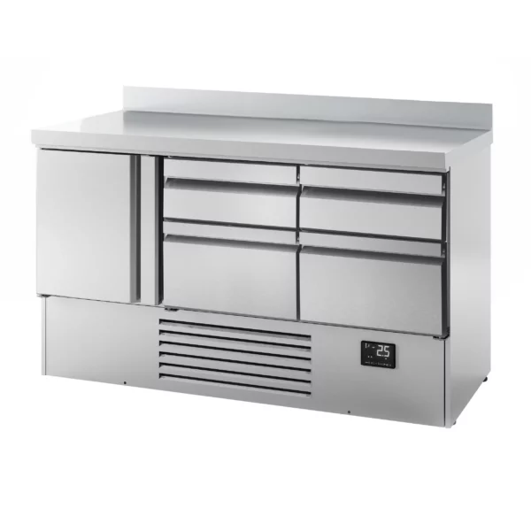 Chladící stůl PREMIUM PLUS - 1460x700 mm - s 1 dvířky a 4 zásuvkami a se zadní stěnou - Image 10