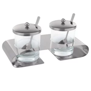 Parmazán/džem cruet ve stojanu