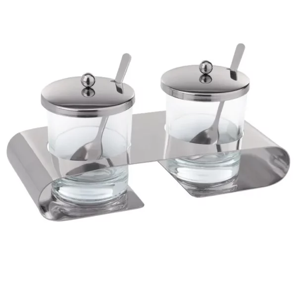 Parmazán/džem cruet ve stojanu