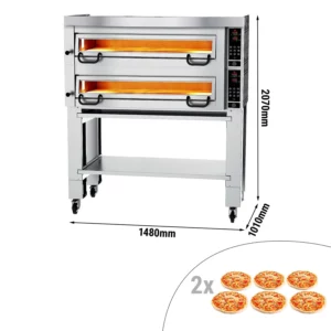 Elektrická pizza kamna Power - 6+6 34cm - Digital - včetně digestoře, základního rámu a soupravy kol