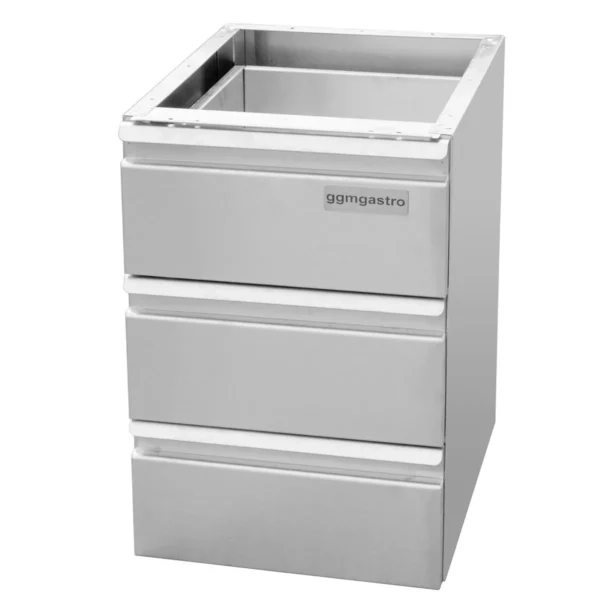 Nerezový zásuvkový stůl - 0,4 m - se 3 zásuvkami - modul podstavce pro pracovní stoly 800 hluboký - Image 4