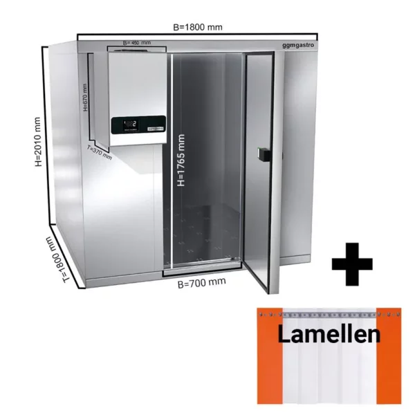 Stainless steel freezer cell - 1800x1800mm - 4.30m3 - incl. freezer unit & slats