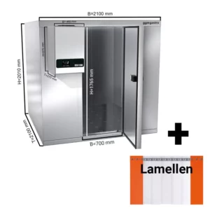 Mrazící buňka z nerezavějící oceli - 2100 x 2100 mm - 6,12 m3 - včetně mrazící jednotky a lamel