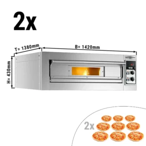 (2 kusy) Elektrická kamna na pizzu - 9+9x 35cm - manuální