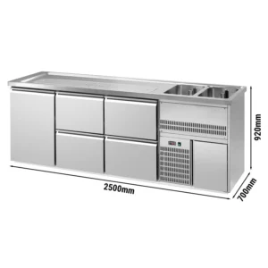 Pivní bar PREMIUM PLUS - 2500 x 700 mm - 1 dvířka a 4 zásuvky