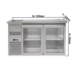 Pivní bar PREMIUM PLUS - 1550x700mm - 2 skleněná dvířka