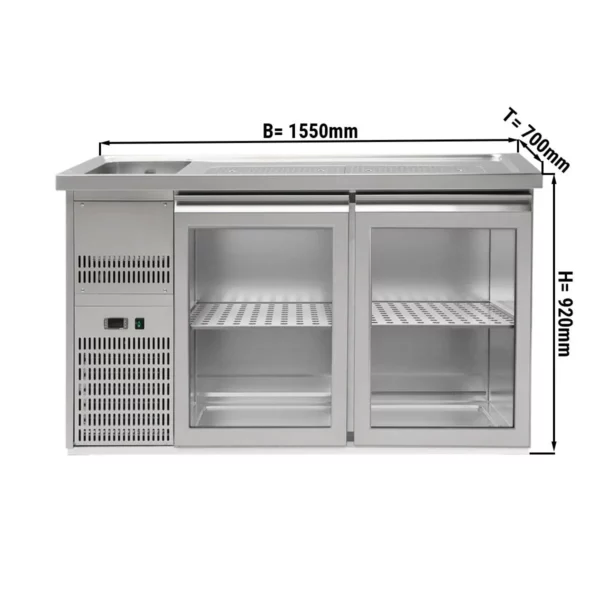 Pivní bar PREMIUM PLUS - 1550x700mm - 2 skleněná dvířka